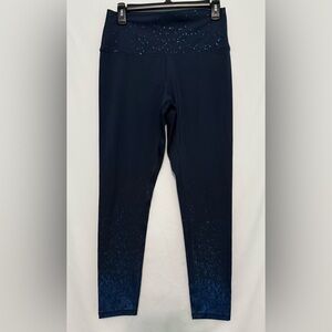 Z by Zobha Navy Blue With Blue Metallic Design Accent Leggings Size Large
